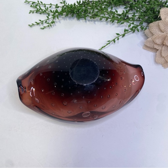 Vintage Czech or Italian Smoky Amethyst Bubble Art Glass Bowl Ashtray - Picture 6 of 14